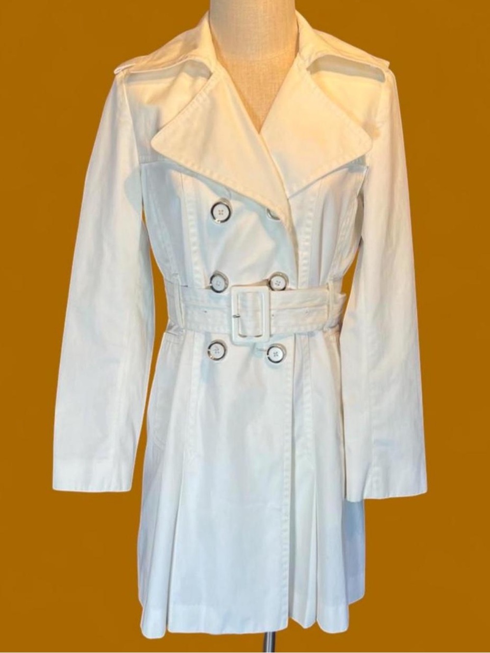 🤍London Fog White Double-Breasted Trench Coat with Belt